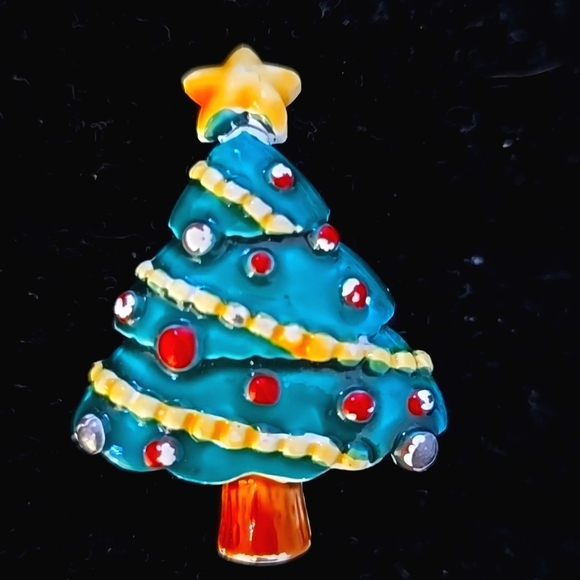 Festive Christmas Tree and Bell Brooch Set - Picture 3 of 8